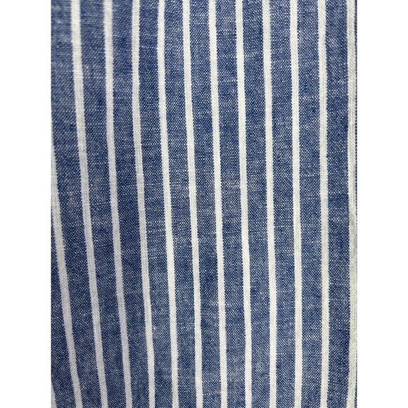 Beach Lunch Lounge Linen Blend Navy Striped Wide Leg Elastic Waist Pants Size Me - Picture 6 of 10